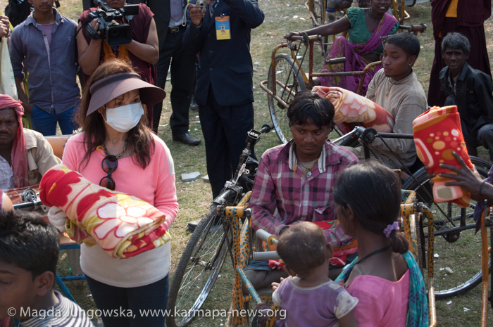 Distribution of food and blankets to the underprivileged people