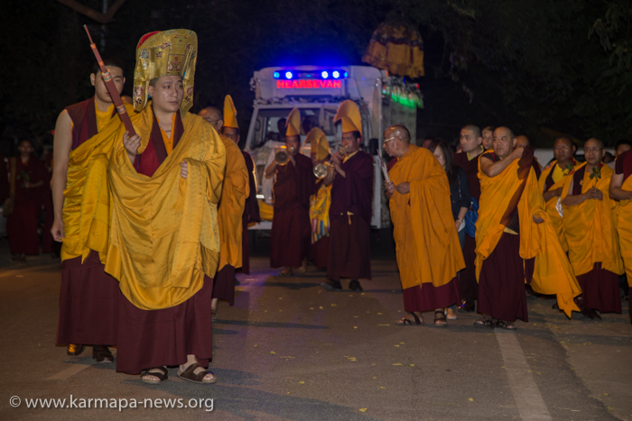 Gyalwa Karmapa leading the procession with Kudung to KIBI
