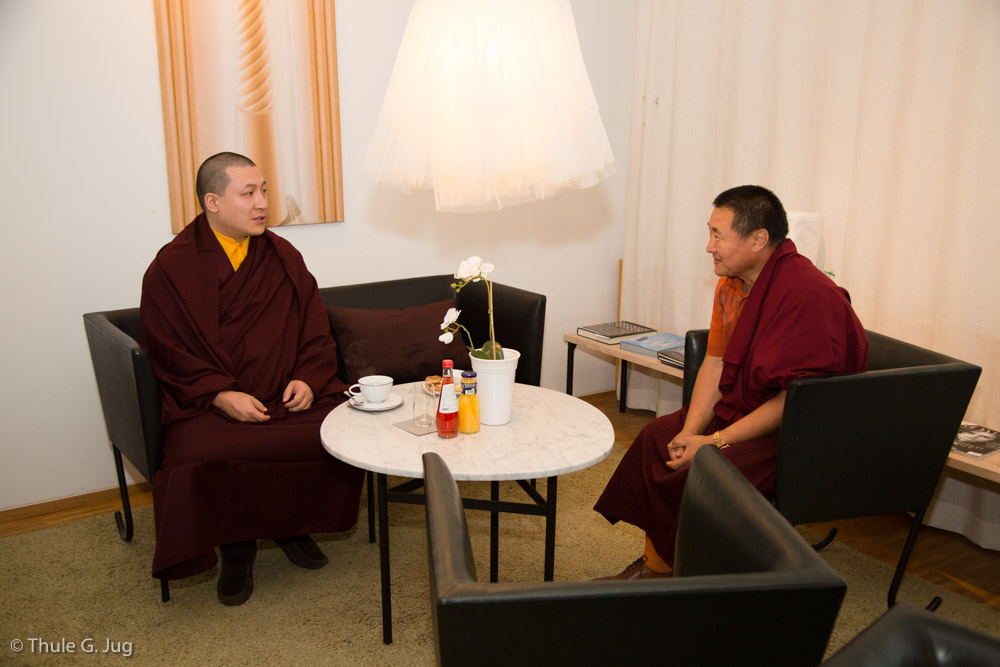 Gyalwa Karmapa arrives in Sweden from Geneva and is welcomed by Lama Tsultim Gyaltso Rinpoche