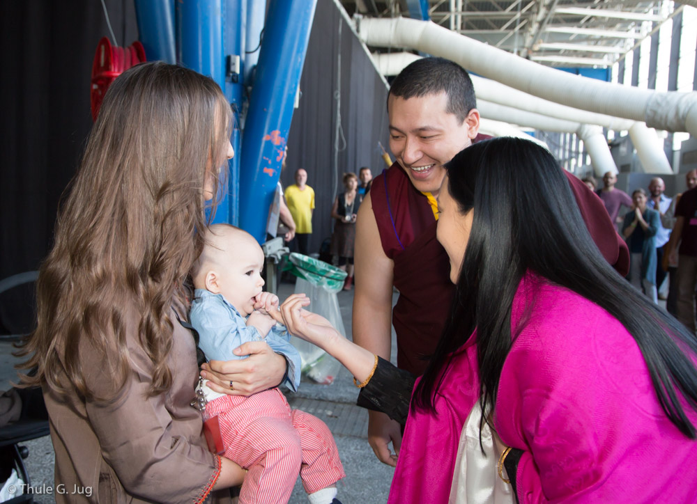 Gyalwa Karmapa and his wife with Victor, the son of Trinley Rinpoche and his wife Giselle