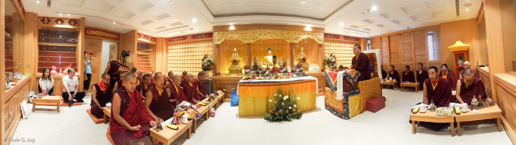 Jang Chog Puja for the deceased with His Holiness Gyalwa Karmapa in the Amitabha room