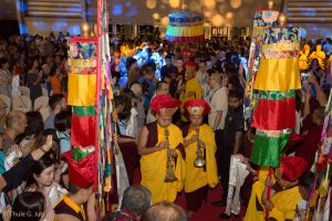 His Holiness Gyalwa Karmapa gives an empowerment of White Tara to about 800 people at Singapore EXPO Hall