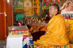 Gyalwa Karmapa in Bodh Gaya, Dec. 6 to 23, 2017. Mandala offerin
