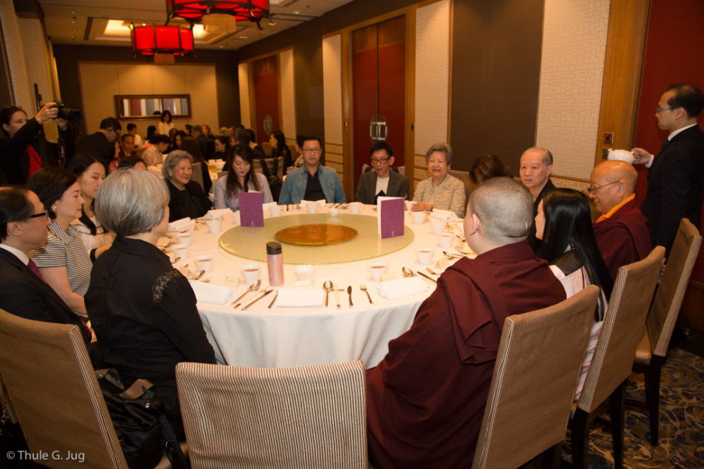 Sponsors of the event in Hong Kong have lunch with Karmapa