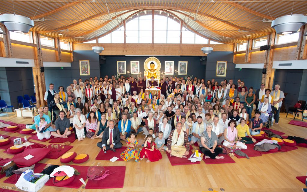 Group photo with Thaye Dorje, His Holiness the 17th Gyalwa Karmapa, at a special reception at Dhagpo Kagyu Ling