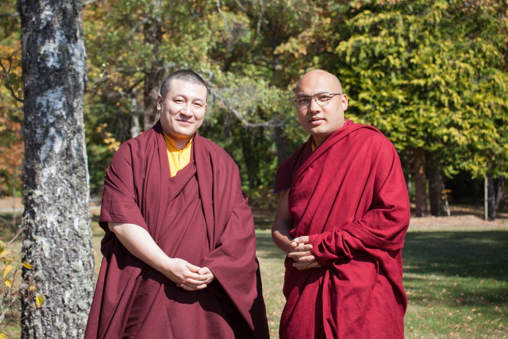His Holiness Trinley Thaye Dorje and His Holiness Ogyen Trinley Dorje during their first meeting, in France
